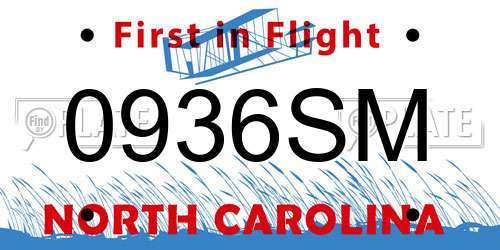 0936SM North Carolina License Plate