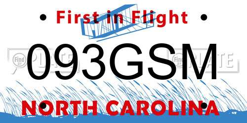 093GSM North Carolina License Plate