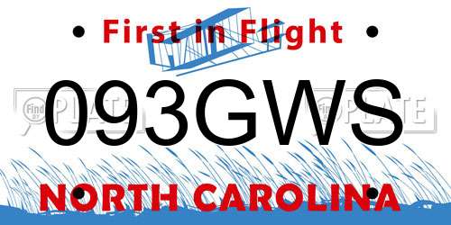 093GWS North Carolina License Plate