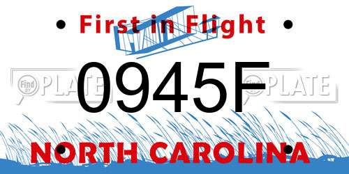 0945F North Carolina License Plate