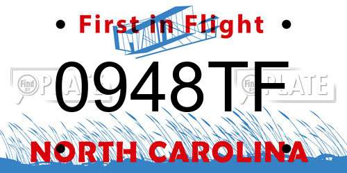 0948TF North Carolina License Plate