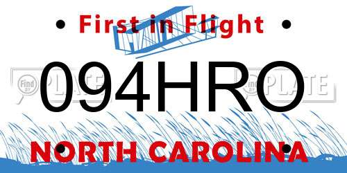 094HRO North Carolina License Plate