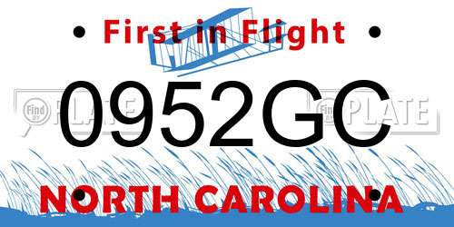 0952GC North Carolina License Plate