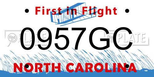 0957GC North Carolina License Plate