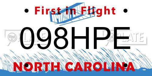 098HPE North Carolina License Plate