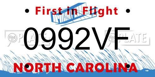 0992VF North Carolina License Plate