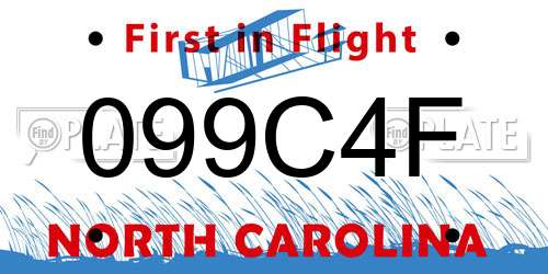 099C4F North Carolina License Plate
