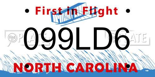 099LD6 North Carolina License Plate