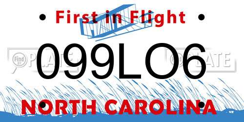 099LO6 North Carolina License Plate