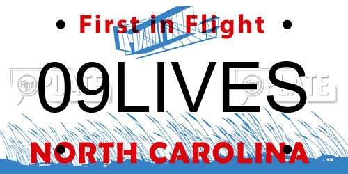 09LIVES North Carolina License Plate