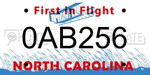 0AB256 North Carolina License Plate