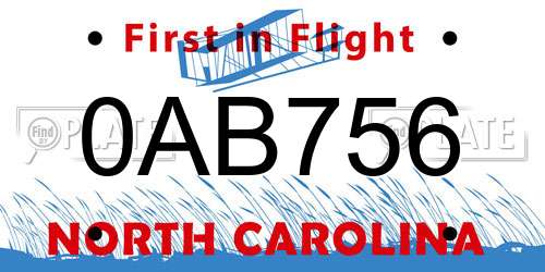 0AB756 North Carolina License Plate