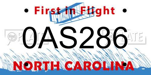 0AS286 North Carolina License Plate