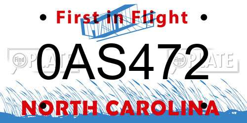 0AS472 North Carolina License Plate