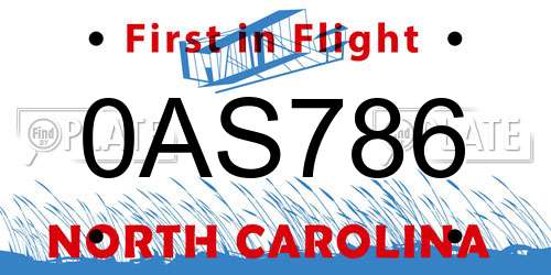 0AS786 North Carolina License Plate