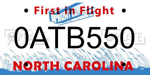 0ATB550 North Carolina License Plate
