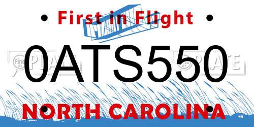 0ATS550 North Carolina License Plate