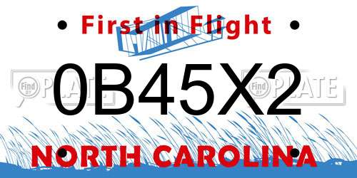 0B45X2 North Carolina License Plate