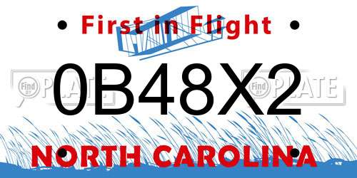 0B48X2 North Carolina License Plate