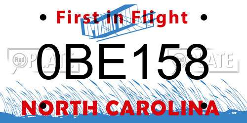0BE158 North Carolina License Plate