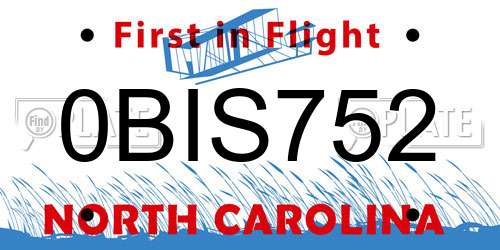 0BIS752 North Carolina License Plate