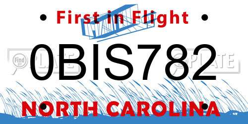 0BIS782 North Carolina License Plate
