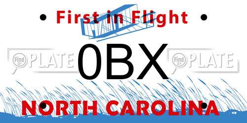 0BX North Carolina License Plate