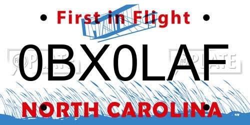 0BX0LAF North Carolina License Plate