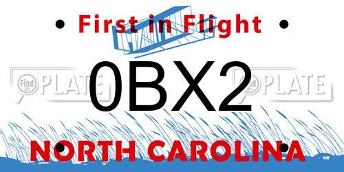 0BX2 North Carolina License Plate