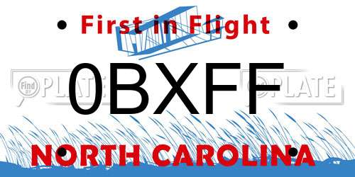 0BXFF North Carolina License Plate
