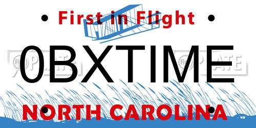 0BXTIME North Carolina License Plate