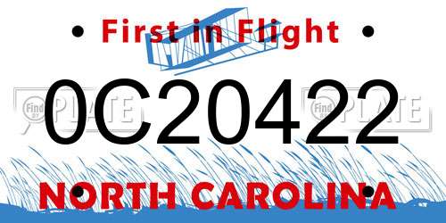 0C20422 North Carolina License Plate