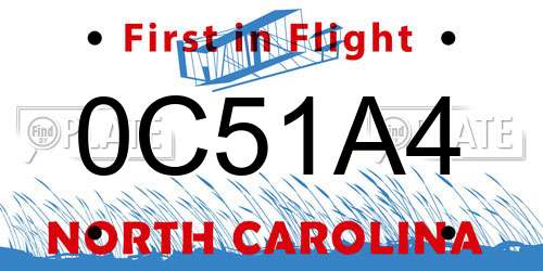 0C51A4 North Carolina License Plate
