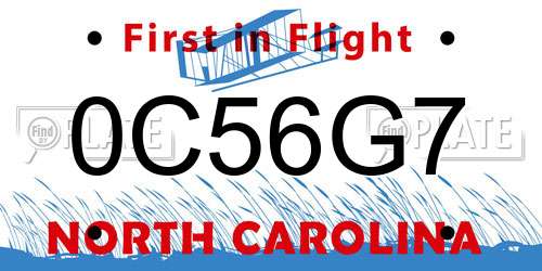 0C56G7 North Carolina License Plate