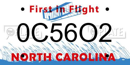 0C56O2 North Carolina License Plate