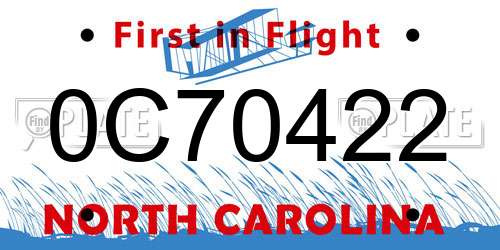 0C70422 North Carolina License Plate