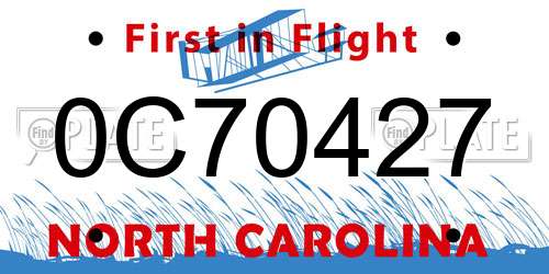 0C70427 North Carolina License Plate