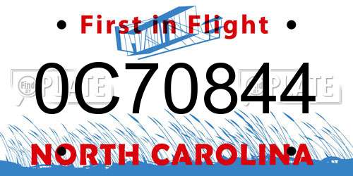 0C70844 North Carolina License Plate
