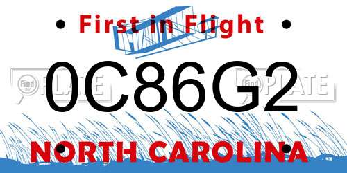 0C86G2 North Carolina License Plate