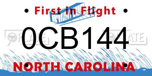 0CB144 North Carolina License Plate