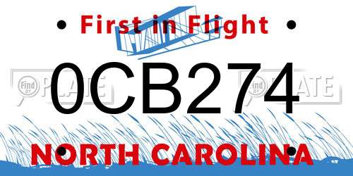 0CB274 North Carolina License Plate