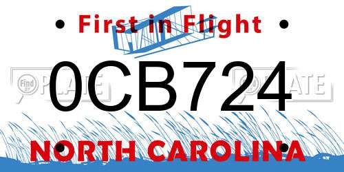 0CB724 North Carolina License Plate