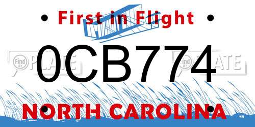 0CB774 North Carolina License Plate