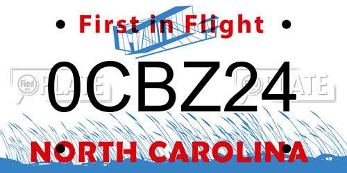 0CBZ24 North Carolina License Plate