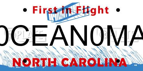 0CEAN0MA North Carolina License Plate