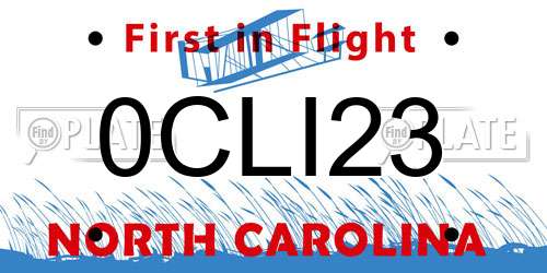 0CLI23 North Carolina License Plate