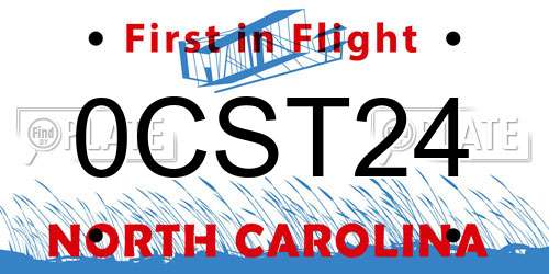 0CST24 North Carolina License Plate