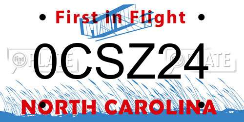 0CSZ24 North Carolina License Plate