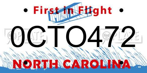 0CTO472 North Carolina License Plate