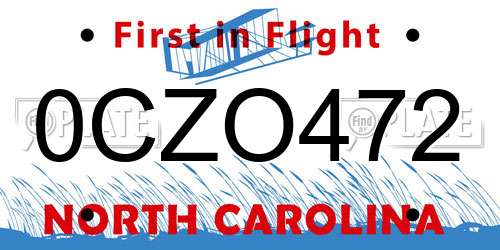 0CZO472 North Carolina License Plate